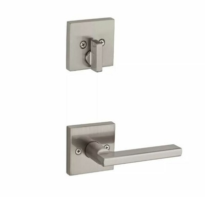 Kwikset Halifax Satin Nickel 1-Cylinder Key Entry Interior Pack w/Square Rosette