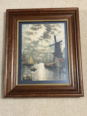 Heran Chaban Harbor Scene with Windmill 23 1/4 x 18 1/2