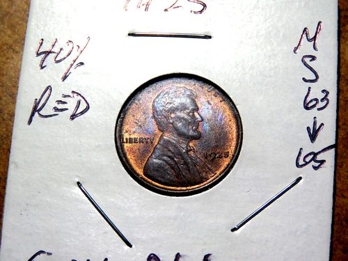 Lustrous Cartwheel Gem 40% RED Brilliant Uncirculated 1925-P Lincoln Penny L1