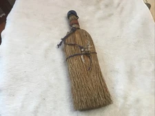 Vintage 10”  Whisk Broom Straw w/ Wire Wrapped Handle Primitive Farmhouse Decor