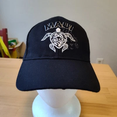 Maui Hawaii Sea Turtle Cap Hat Hawaiian Classics Black Canvas Islands Aloha - Image 1 of 4