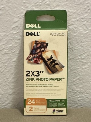 Dell Mobile Printer Wasabi 2x3 24 Sheets Zink Photo Paper Peel and Stick M262K