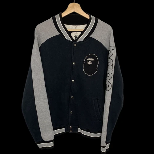 A BATHING APE (BAPE) BAPE OG A BATHING APE Ape Head Stadium Jacket L felpa baseball varsity grigio