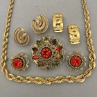 Trifari Monet Mid Century & More Gold Tone Vintage Estate Jewelry Lot