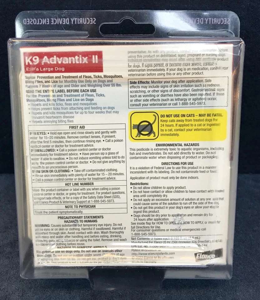 Tratamiento antipulgas para perros - K9 advantix II para perros XL de más de 55 libras - 2 dosis mensuales Foto 2 de 2