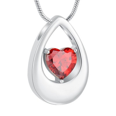 Ascheschmuck Edelstahl Träne Asche Anhänger Trauer Urne Halskette Fb. Silber Rot