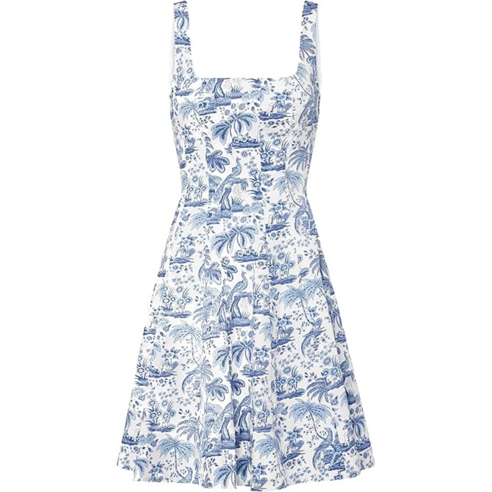 Staud Women's Wells A-Line Sleeveless Mini Dress, China Blue Toile