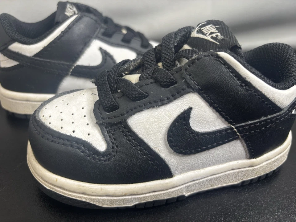 Toddler Size 6C - Nike Dunk Low Black White Leather (CW1589-100) - Image 3 of 4