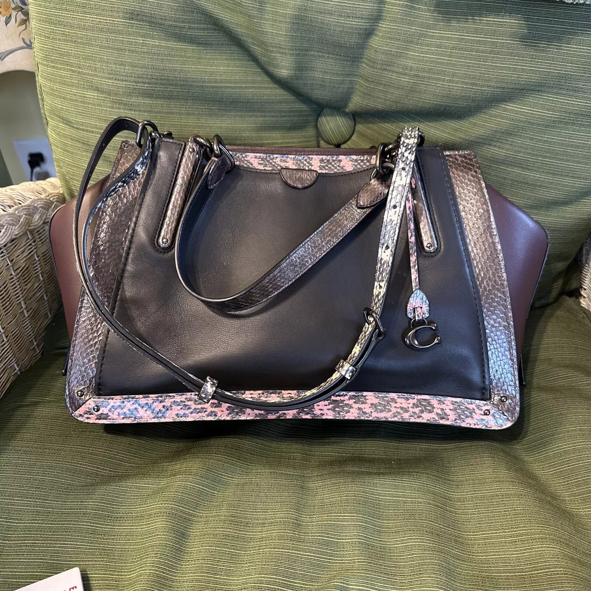 Coach Dreamer 36 Color Block Exotic Black Multi Leather Satchel Bag NWOT