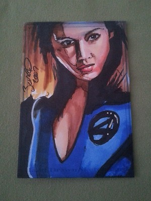 AOJ JESSICA ALBA FANTASTISCHE 4 SUE STORM PSC SKIZZENKARTE VON JONATHAN D GORDON ACEO
