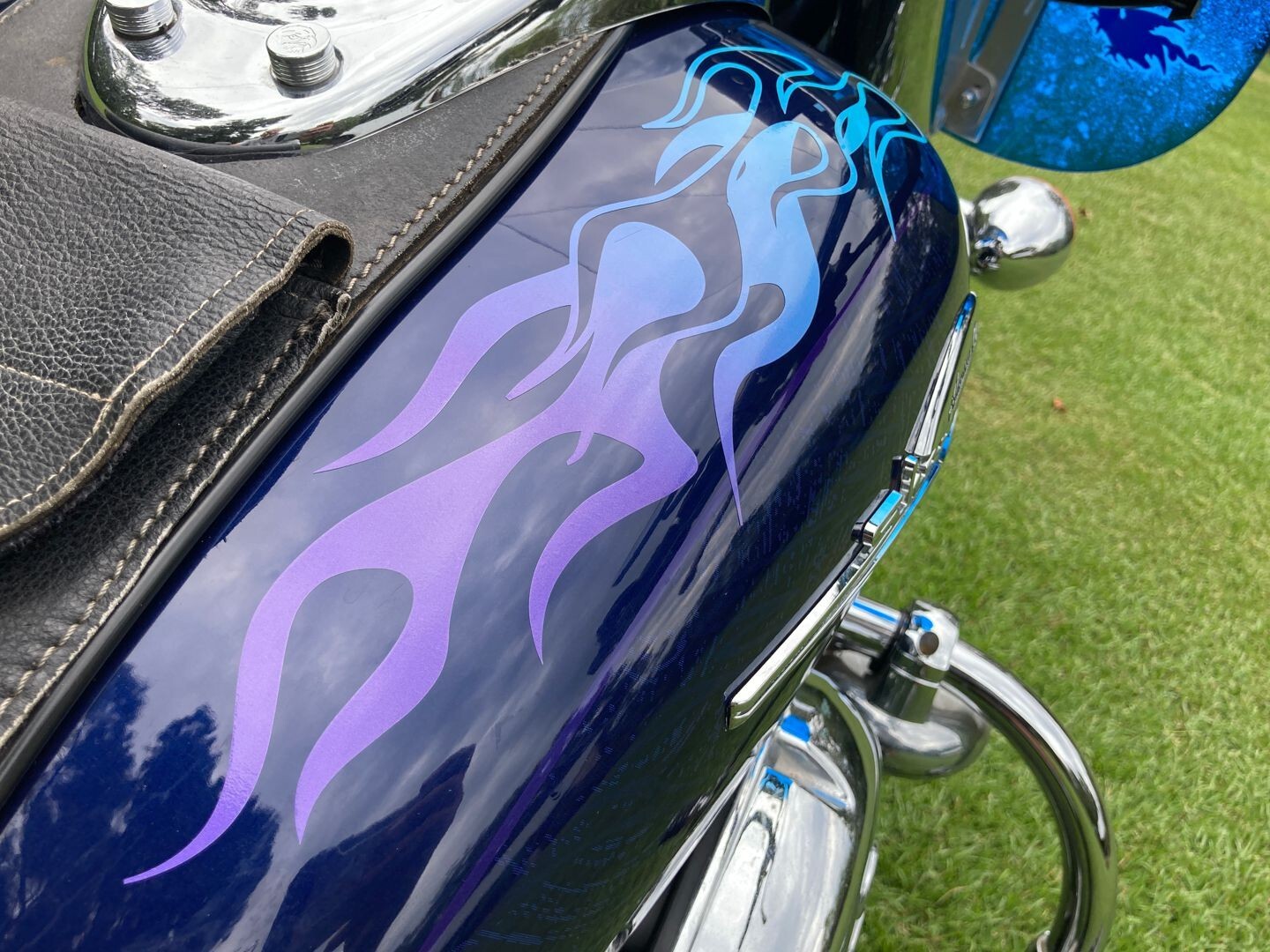 Motorcycle Flame decals 2pc Set - Blue/Purple FOR: Harley Sportster ...