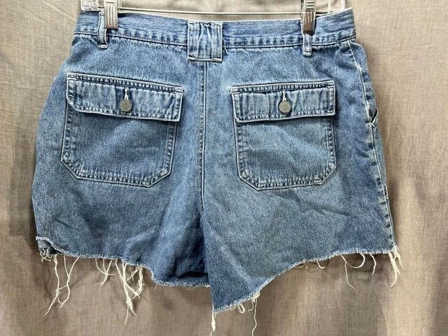 NY Jeans Shorts Womens 10 Blue Cutoff Pocketed Zip Button Belted Ladies - Image 3 of 4