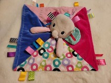 Bright Stars Taggie Lovey Security Blanket Plush Elephant Great Colors Colorful