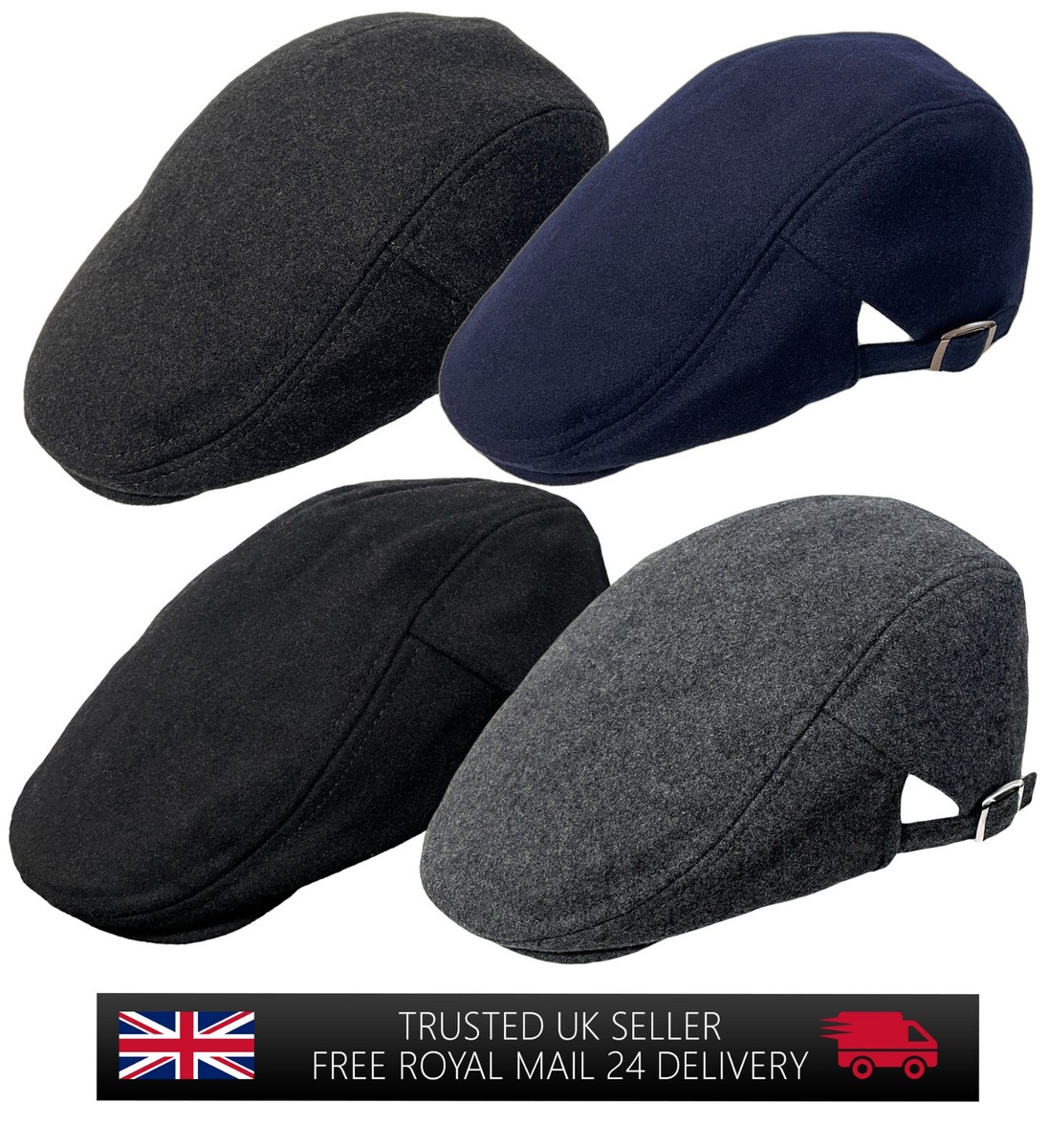 Men's Wool Blend Cabbie Ivy Gatsby Classic Flat Cap Hat One Size