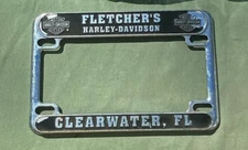 Fletchers Harley Davidson License Plate Metal Frame Vtg Clearwater Florida