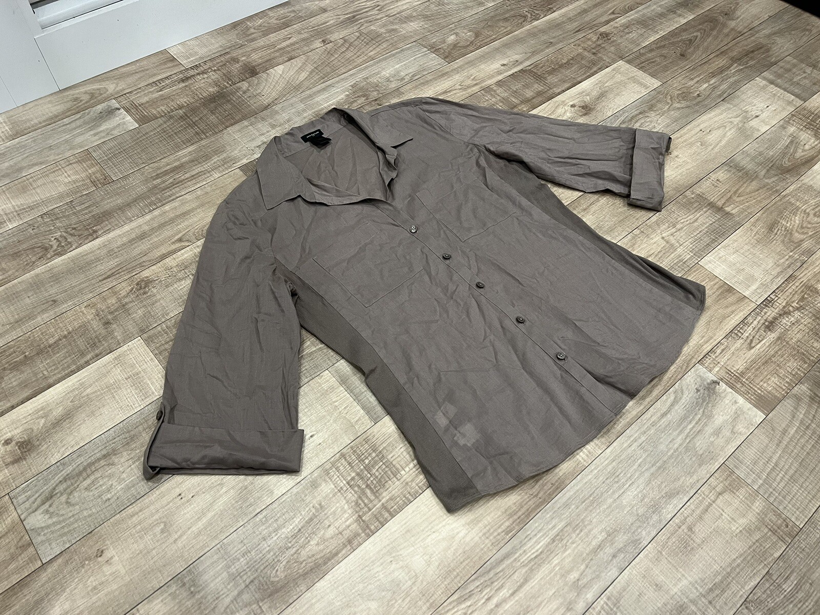 Ann Taylor Light Brown Button Down Cuffed Sleeve … - image 3