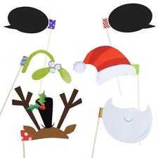 Christmas Festive Selfie Photo Props Photo Booth Pack of 6 Party Fun