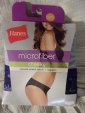 2 PR LADIES HANES CHEEKY MICROFIBER TAGLESS MID RISE PANTIES SIZE 6 SOLID/DESIGN
