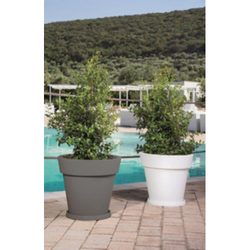 Vaso Con Sottovaso Lofly Lofly | Rotondo In Plastica | 15,5x14,5 Cm | Uso Interno/esterno | Colore Grigio