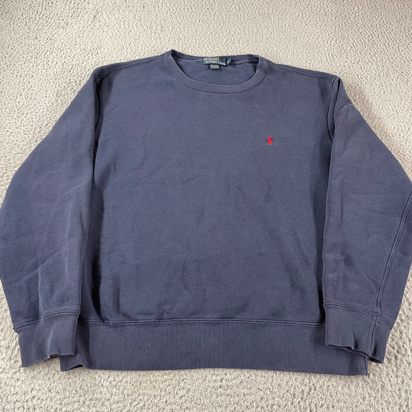 Polo Ralph Lauren vintage felpa uomo blu manica lunga taglia grande pony preppy