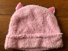 girls PINK CAT WINTER HAT cap KITTEN ears soft warm SKI beanie SIZE 6 7 8