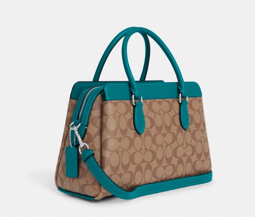 Coach Darcie Carryall Crossbody In Signature Canvas Leather Khaki