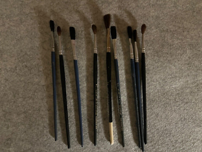 9  pc Vintage DELTA PAINT BRUSHES - #3 AND 1/4 AND 3/8