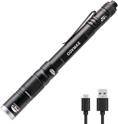 Rechargeable IP67 Waterproof Pen Light with Pocket Clip and Zoom Function