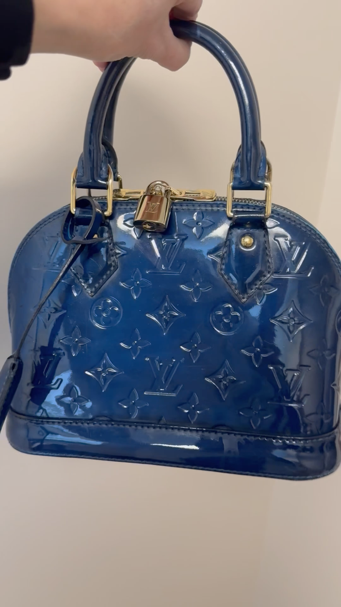 Louis Vuitton Monogram Vernis Alma BB in Bleu Nuit w