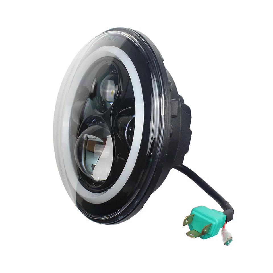 Faros de proyección LED halo negro de 7" para Jeep Wrangler JK JKU TJ 1997-2018 Foto 3 de 4