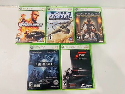 Xbox 360 Lot 5 Video Games Wheelman Conan Blazing Angels Final Fantasy XI AS IS