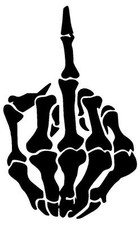 SKULL MIDDLE FINGER FLIP OFF VINYL DECAL STICKER WINDOW CAR SIZES AND COLORS