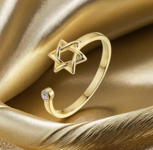 18k Gold Plated Women’s Star Of David Ring In Gold