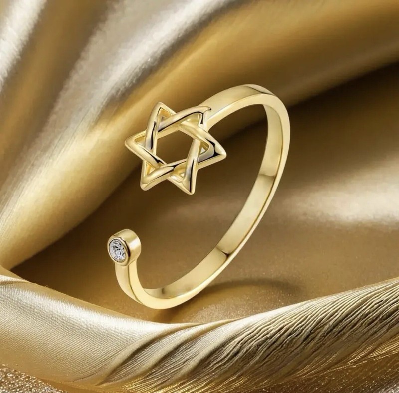 18k Gold Plated Women’s Star Of David Ring In Gold