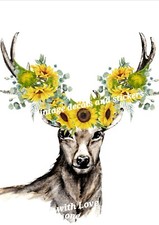 FURNITURE  TRANSFER IMAGE HUNTING LODGE STAG SUNFLOWERS BOHO CHOOSE  STYLE SIZE
