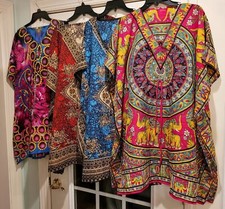 4 Short Beach Maxi Caftan One Size Kaftan Evening Wear, Robe,MuuMuu-Viscose-2nds
