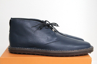sz  14 US / 13 UK Tod's Desert Chukka Blue Leather Ankle Lace up Boot Men Shoes