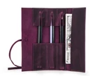 pencil pen Stationery roll holder case bag pocket cow Leather pouch purple H6