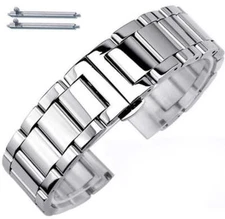 Stainless Steel Polished Bracelet Replacement Watch Band Butterfly Clasp #5010