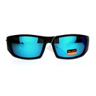 Xloop Mens Sunglasses Sport Wrap Around Rectangle Matte Black Silver Teal Mirror — photo 2