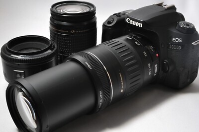 Canon EOS 9000D super telephoto triple lens set with SD card Good