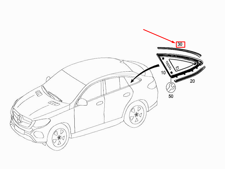 MERCEDES-BENZ GLE Coupe C292 Rear Left Upper Glass Trim A2926902500