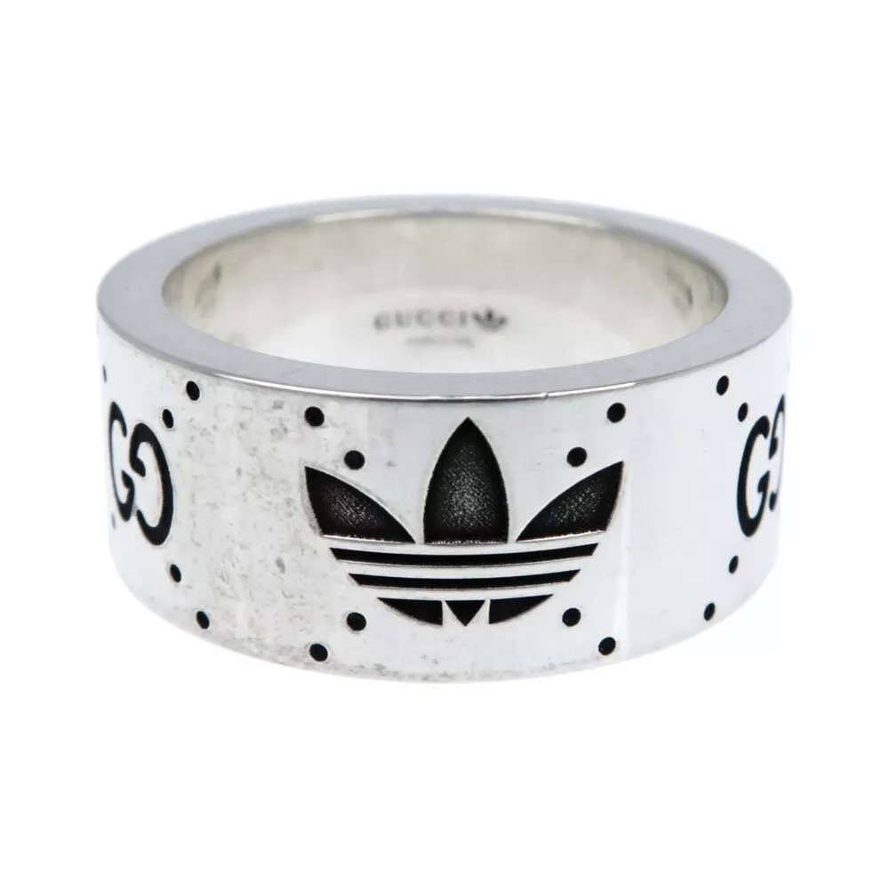 Bague de collaboration Gucci Adidas gravure trèfle large 17 AG925 bijoux P0009905