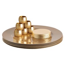 18 Piece Metallic Charger Plates Set - Gold