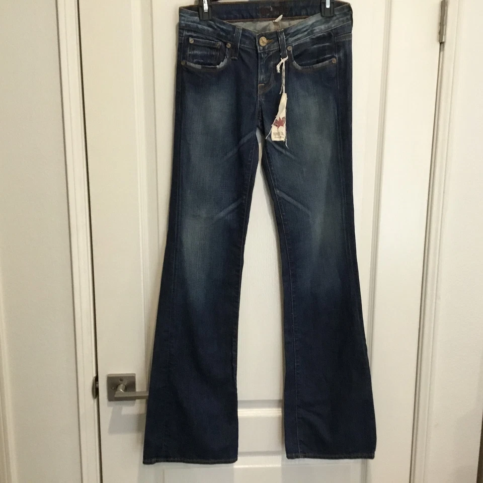 Pantalones de mezclilla Babriq acampanados cola dura tiro bajo hechos en EE. UU. Y2K talla 27 nuevos con etiquetas Foto 2 de 4