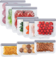 10 Pack Reusable Sandwich Bags Dishwasher Safe, Reusable Quart Freezer Bags | Ex