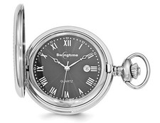 Stainless Steel Black Dial Quartz 48mm Pocket Watch