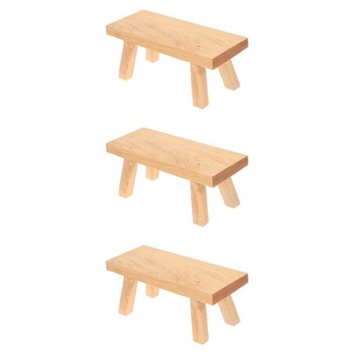 Set of 3 Miniature Wood Stool Small Footstool Decorative Pedestal