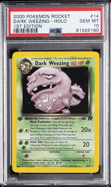 2000 POKEMON ROCKET 1ST EDITION #14 DARK WEEZING-HOLO PSA 10