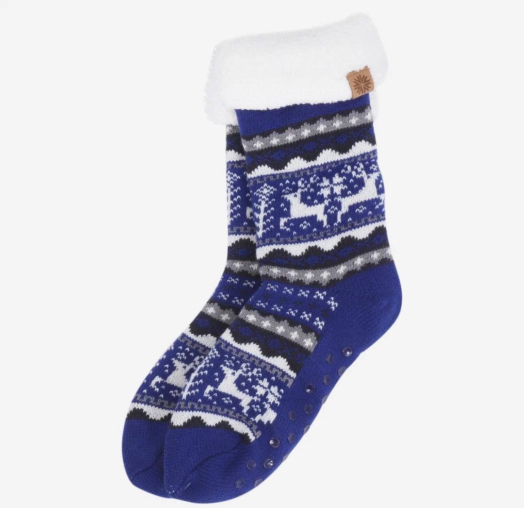 ICEWEAR Haafell Soft Grip Nordic Socks. Knitted Reindeer Pattern Woven, Grippy.